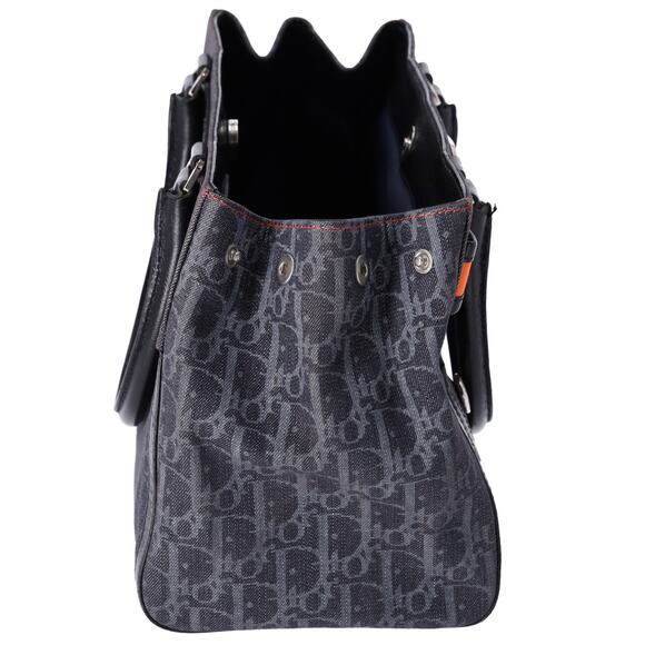 Christian Dior Flight Handbag Dark Gray Orange Multi Denim Leather - Picture 5 of 9